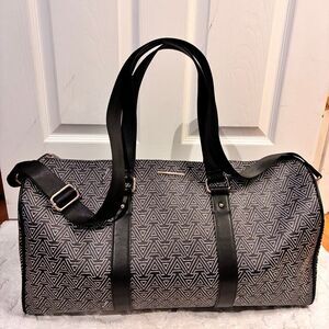 NWOT Aldo Black White Luggage Monogram Signature Weekender Duffle Bag Gym Bag